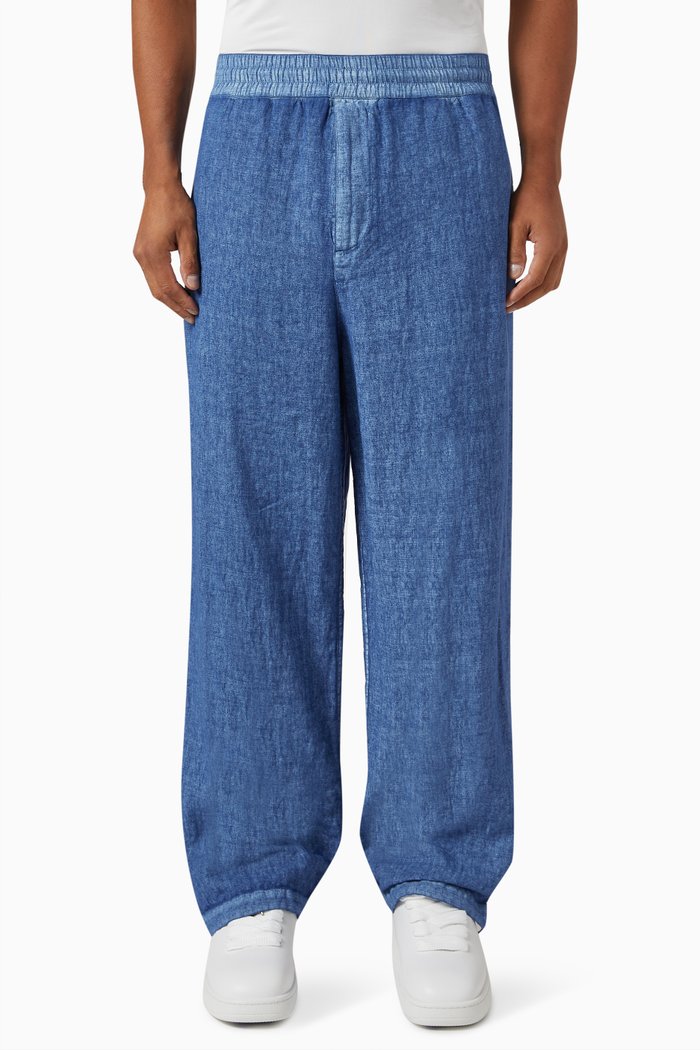 

Straight-leg Trousers in Linen, Blue
