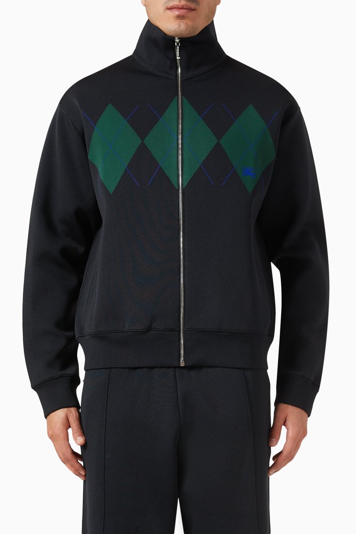 

Argyle Track Jacket in Viscose-blend, Black