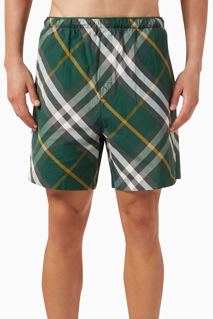 

Check Swim Shorts in Nylon Twill, Green