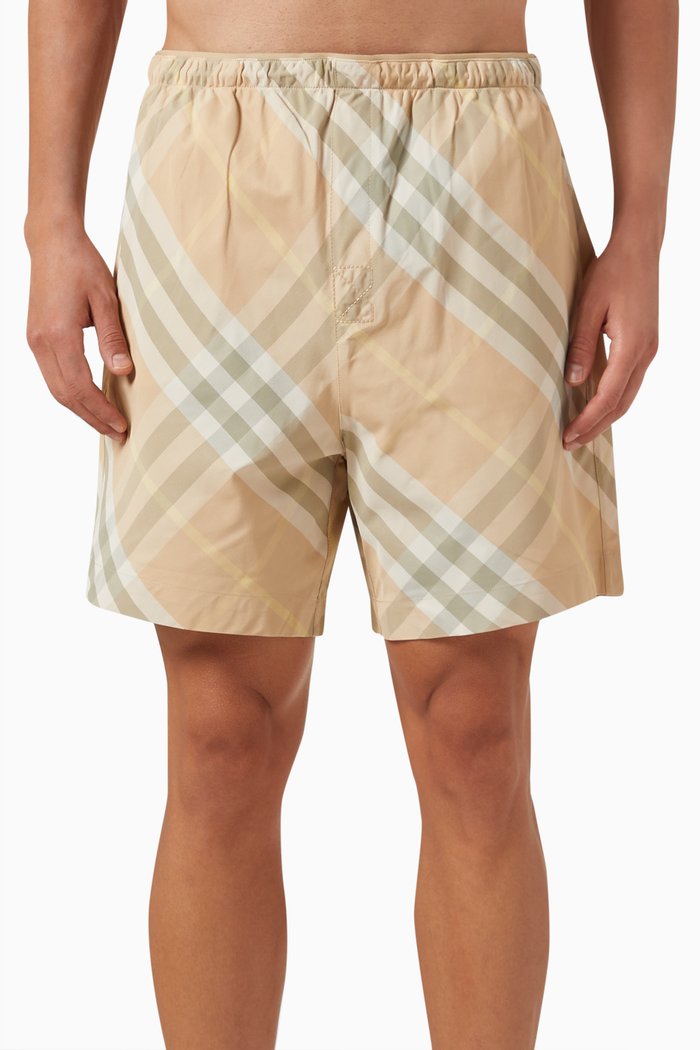 

Check Swim Shorts in Nylon Twill, Neutral