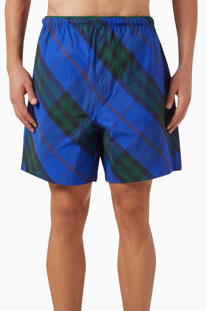 

Check Swim Shorts in Nylon Twill, Blue