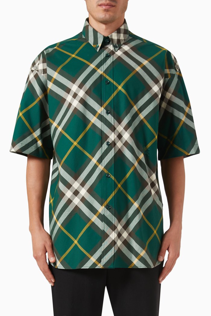 

Check Shirt in Cotton Twill, Green