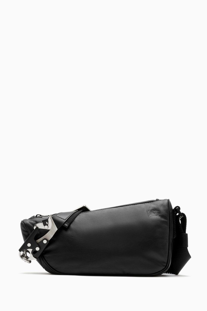

Shield Crossbody Bag in Calf Leather, Black