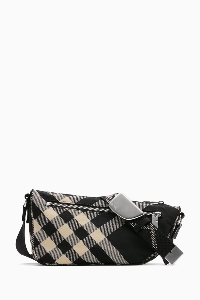 

Shield Check Messenger Bag in Cotton, Black