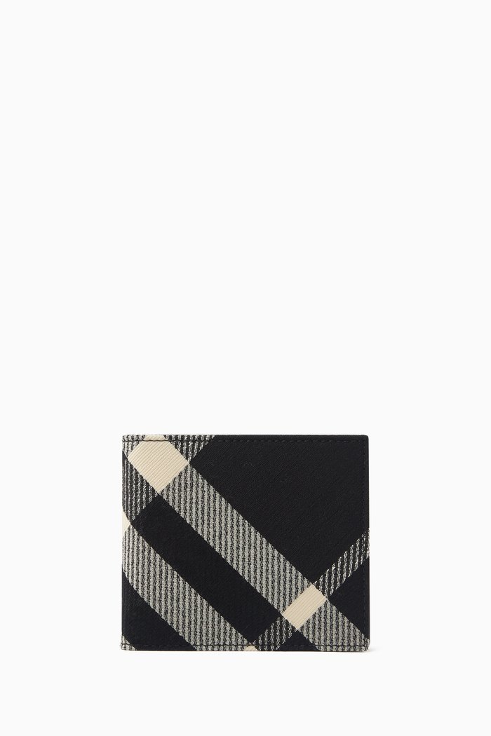 

Check Billfold Wallet in Cotton-blend, Black