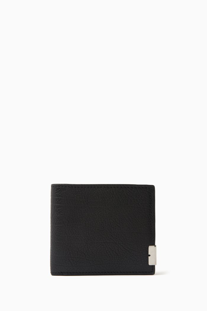 

B Cut Bifold Wallet in Calf Leather, Black