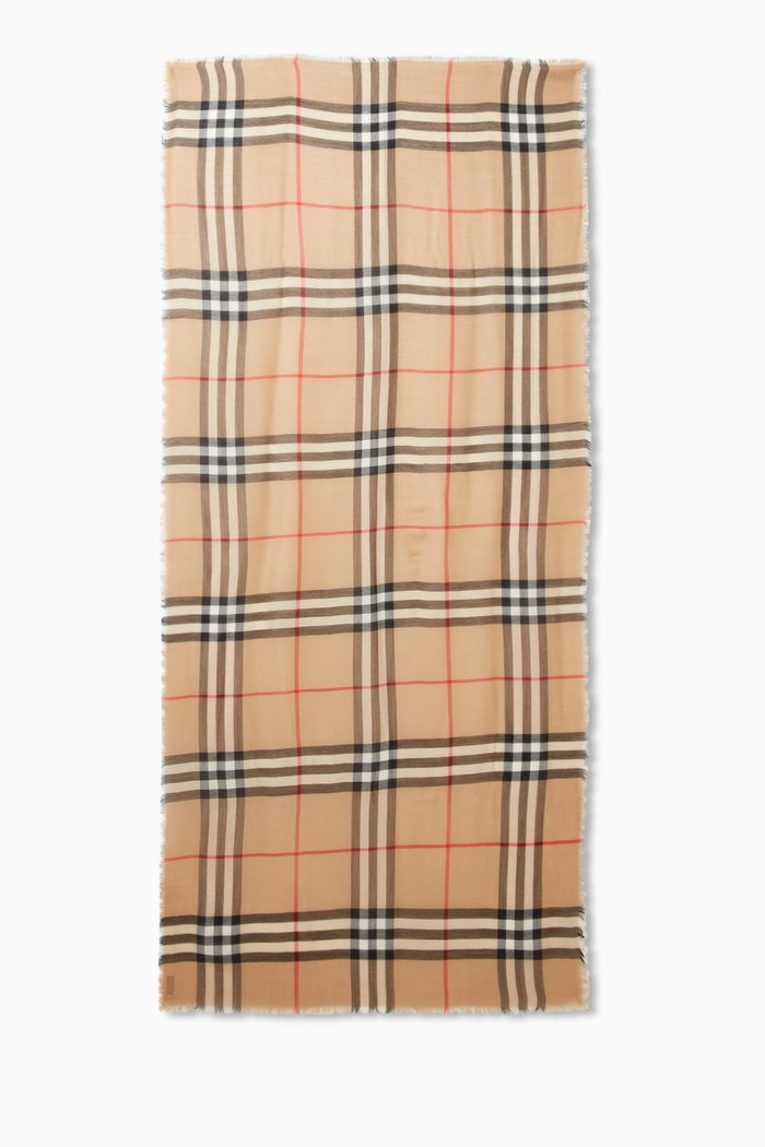 

Check Scarf in Wool, Neutral