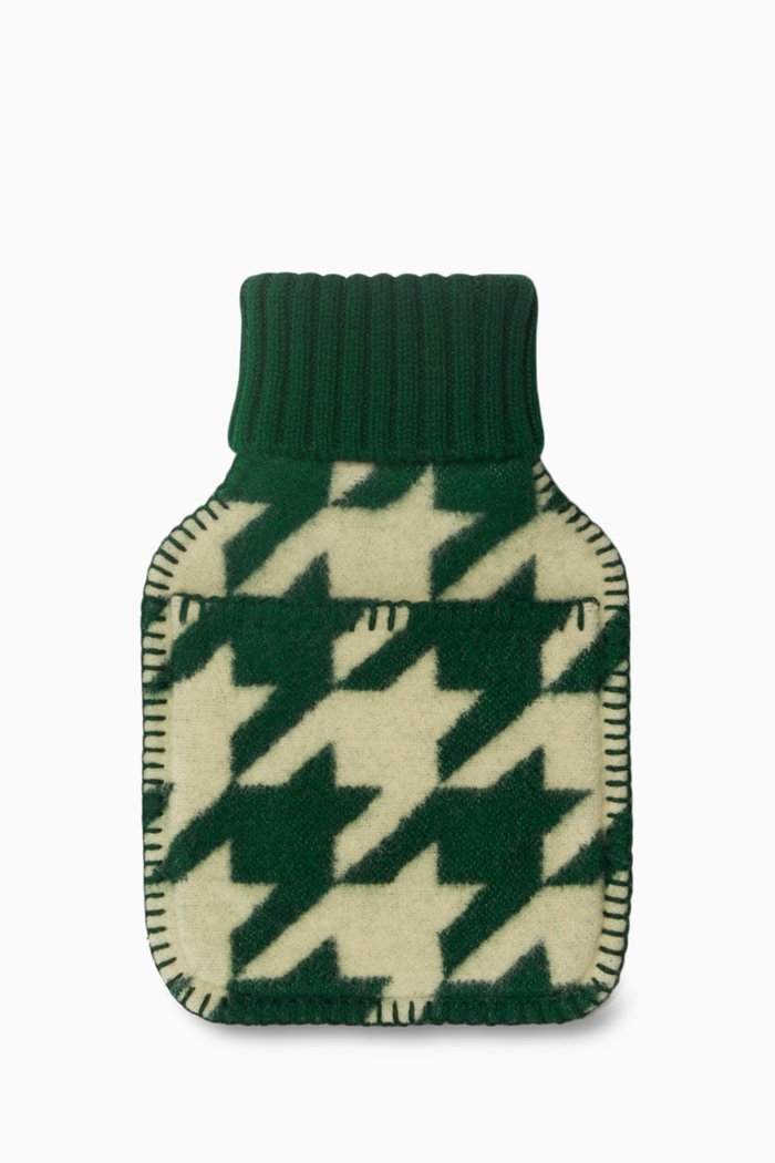

Houndstooth Hot Water Bottle in Wool, Green