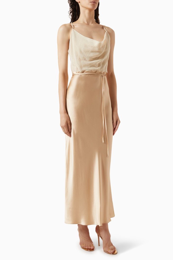 

Valeria Maxi Dress in Silk Satin, Neutral