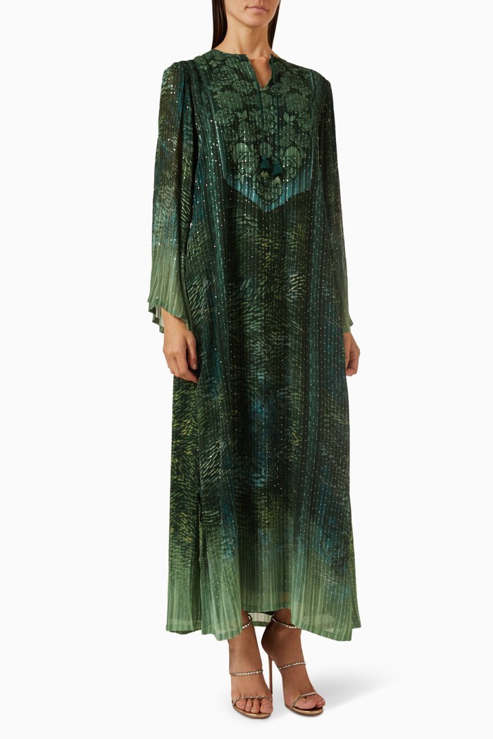 

Embellished Embroidered Kaftan, Green