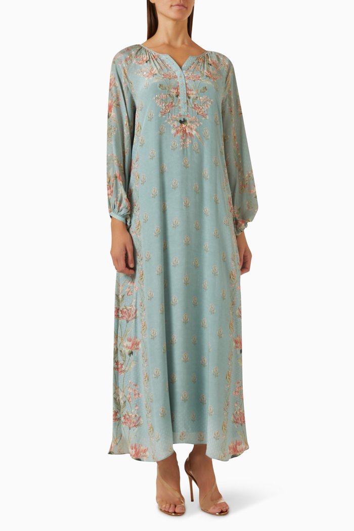 

Nisho Kaftan in Crepe, Blue