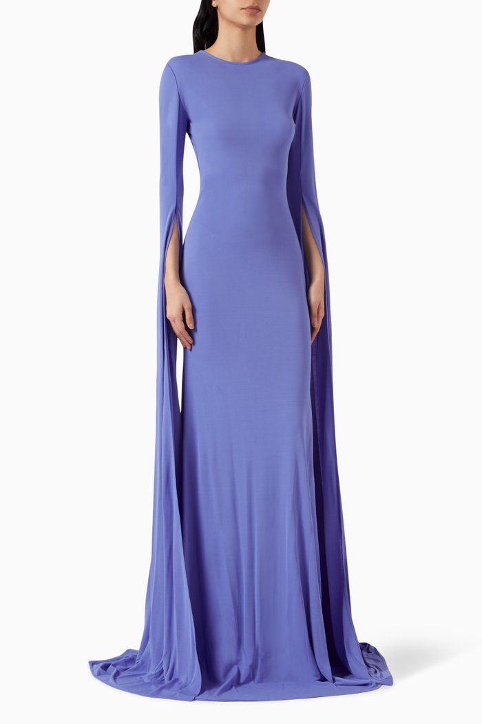 

Cape-style Sleeve Maxi Dress in Viscose-jersey, Purple