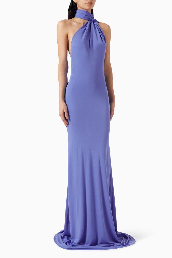

Scarf Wrap Gown in Viscose-jersey, Purple