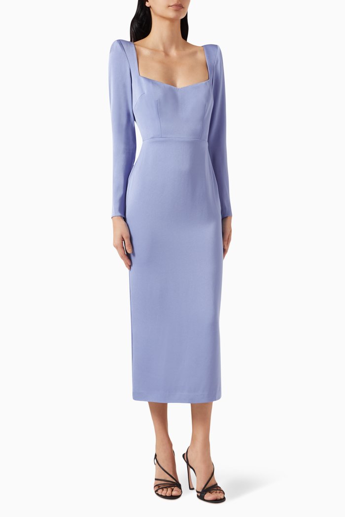 

Angled Portrait Dress in Satin-crepe, Purple
