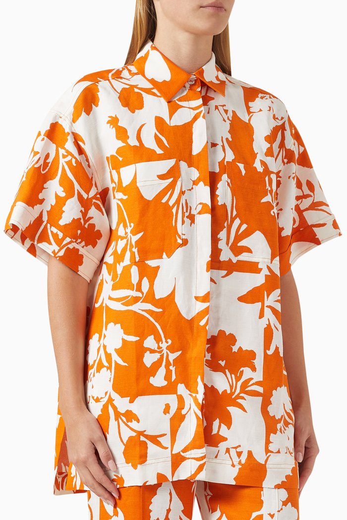 

Casa Relaxed Shirt in Linen, Orange