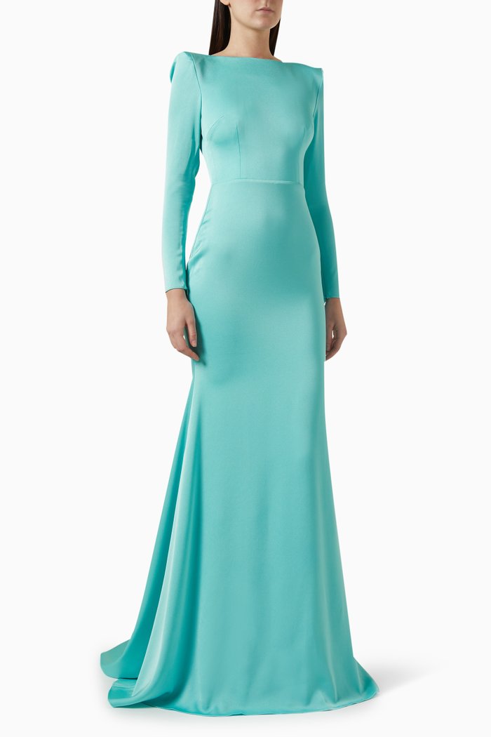 

Open-back Gown in Satin-crepe, Blue