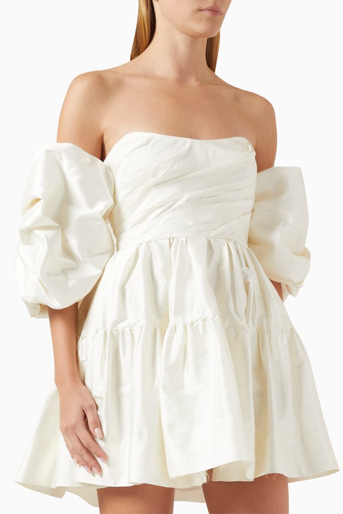 

La Lune Cirrus Corset Mini Dress in Silk, Neutral