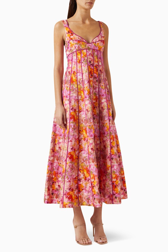 Hansley Midi Dress in Viscose Linen-blend, Pink