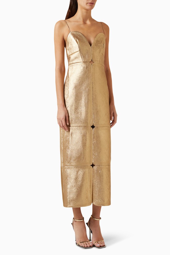 

Hicks Midi Dress in Metallic-fabric, Gold