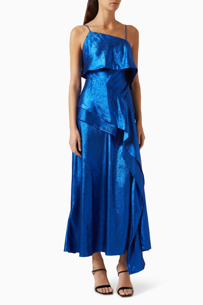 

Harley Midi Dress in Metallic-fabric, Blue