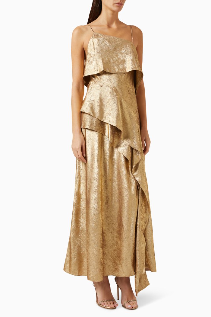 

Harley Midi Dress in Metallic-fabric, Gold