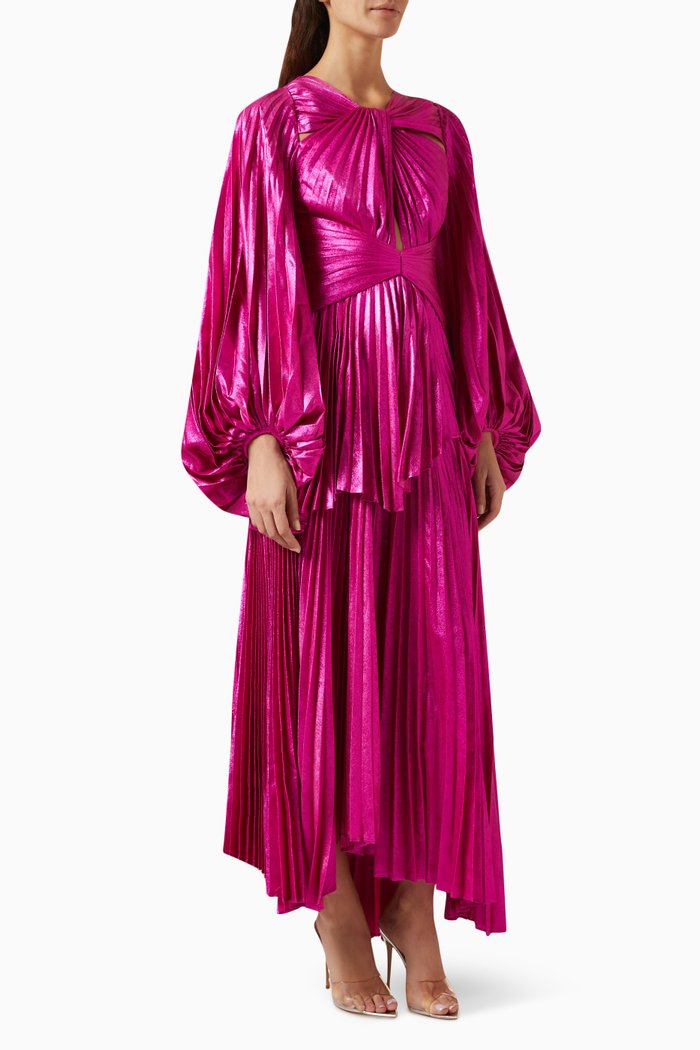 

Rosella Pleated Gown in Metallic-fabric, Pink