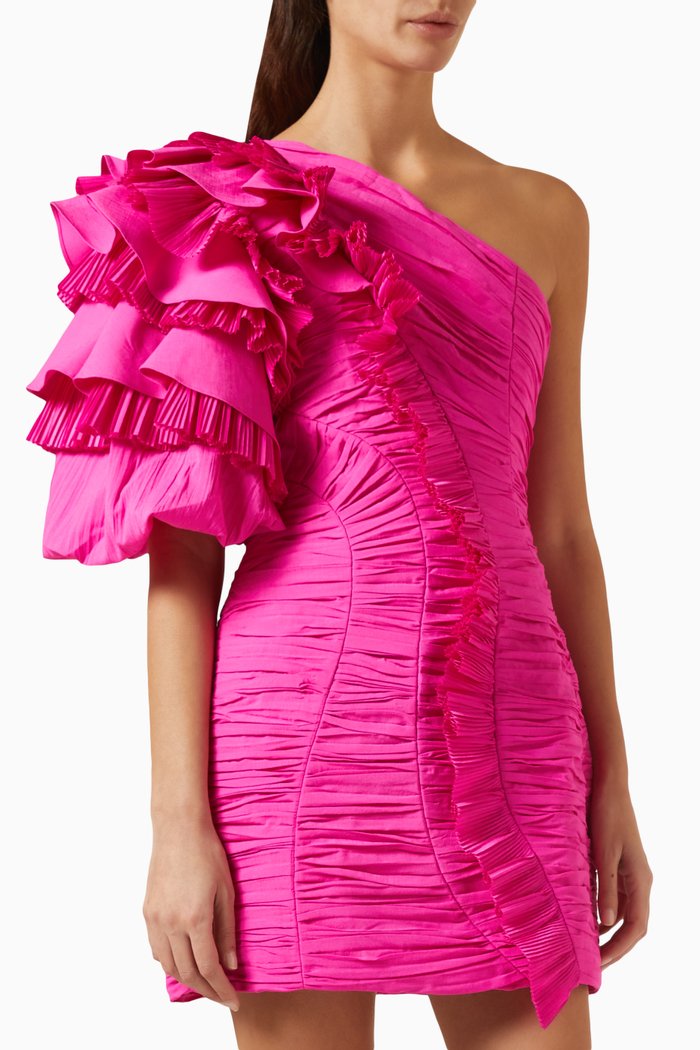 

Ascot Pleated Mini Dress, Pink