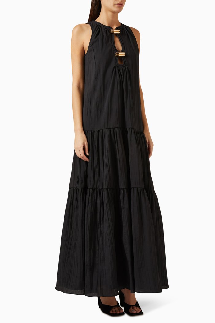 

Conara Pleated Maxi Dress, Black