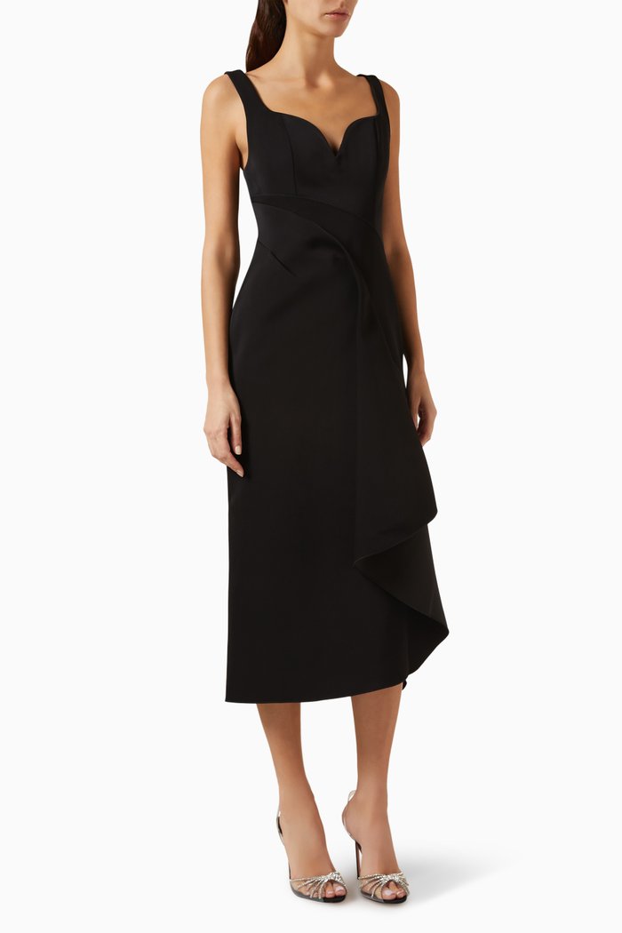 Gowrie Midi Dress in Scuba-fabric, Black