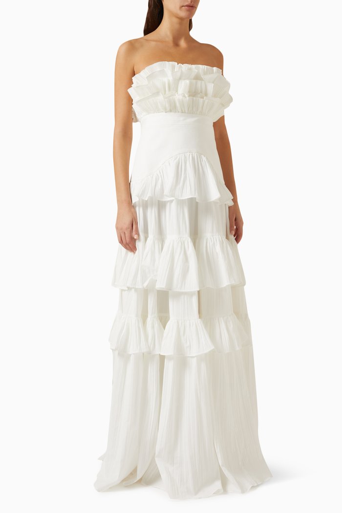 

Ascot Tiered Maxi Dress, White