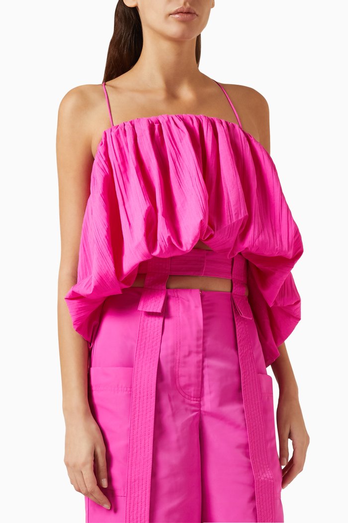 

Varley Crop Top in Crushed-fabric, Pink