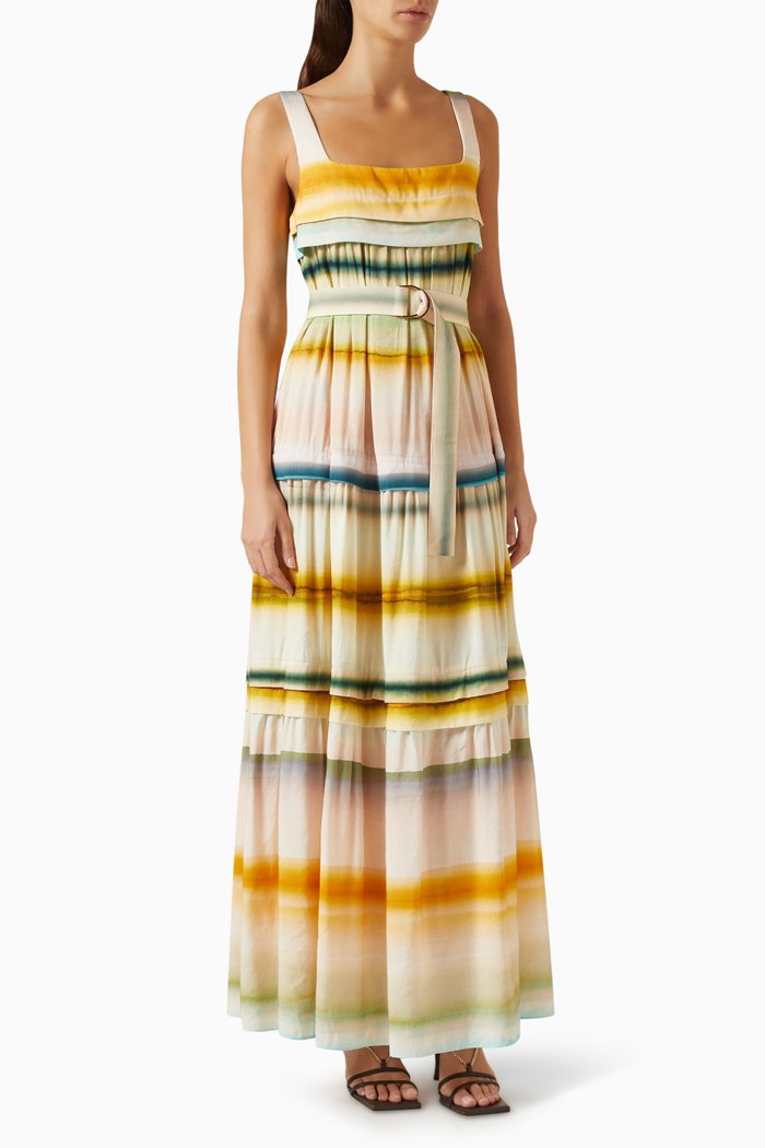 

Lomond Maxi Dress in Linen & Viscose, Multicolour