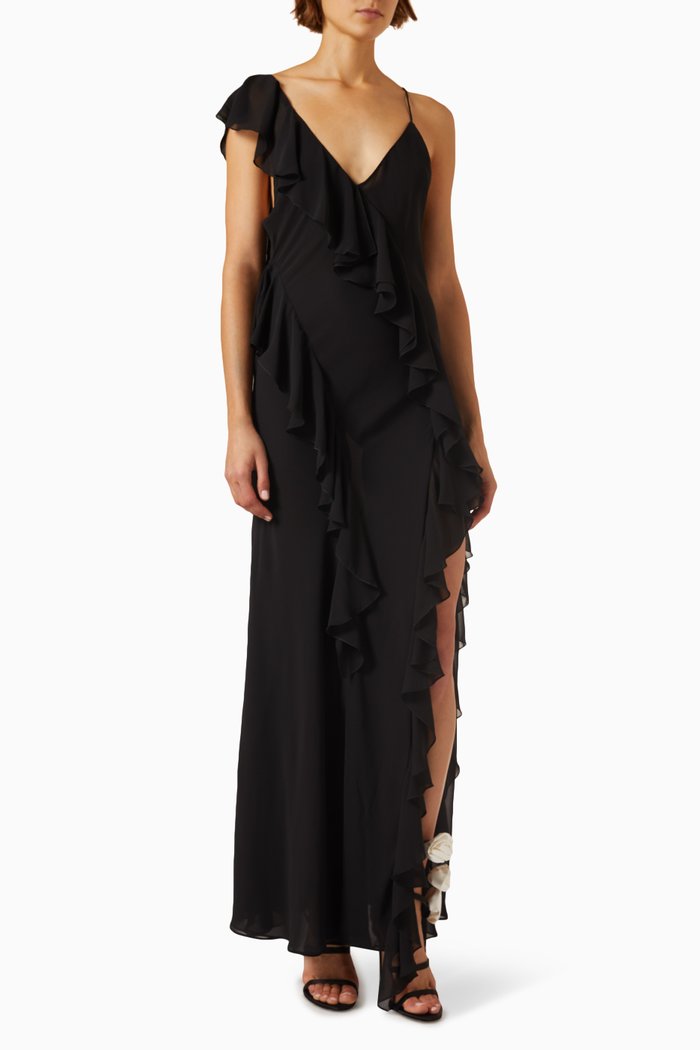 

Olivialle Maxi Dress in Chiffon, Black