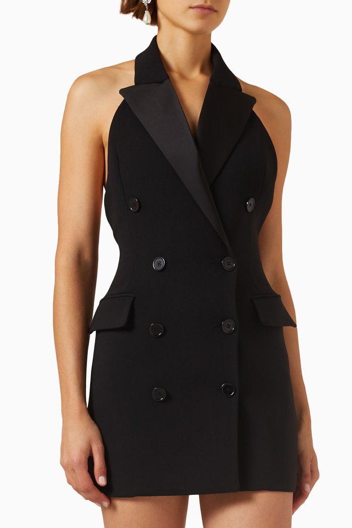 

VIctory Mini Dress in Satin Crepe, Black