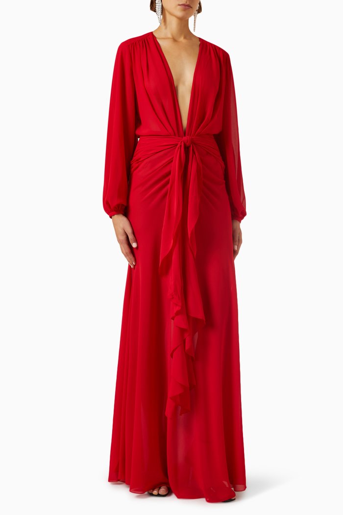 

Quinne Maxi Dress in Chiffon, Red