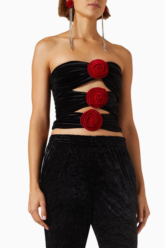 

Gatsby Top in Stretch Velvet, Black