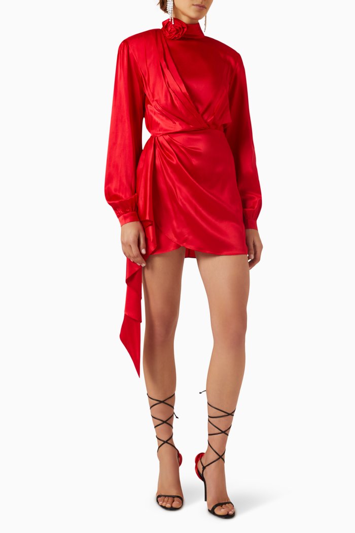 

Rocky Mini Dress in Stretch Charmeuse, Red