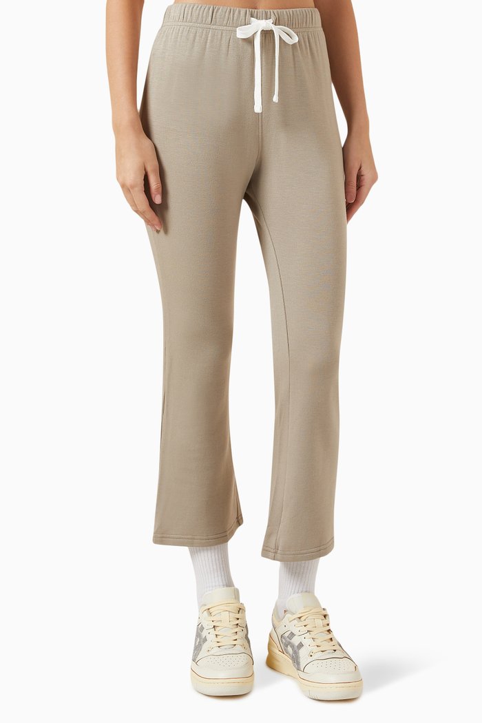 

Brooks Cropped Flared Sweatpants in Fleece, Neutral