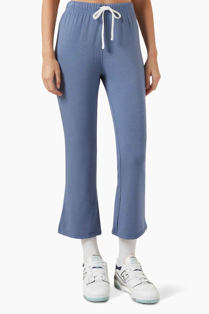 

Brooks Cropped Flared Sweatpants in Fleece, Blue