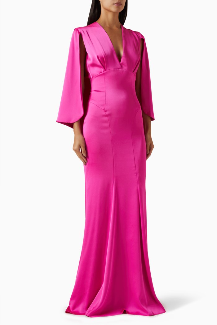 

Cape-style Gown in Satin, Pink