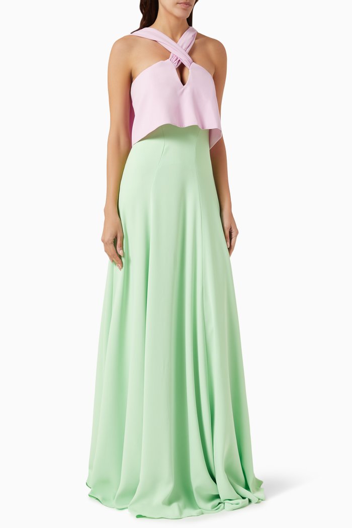 

Two-tone Scarf Maxi Dress, Multicolour