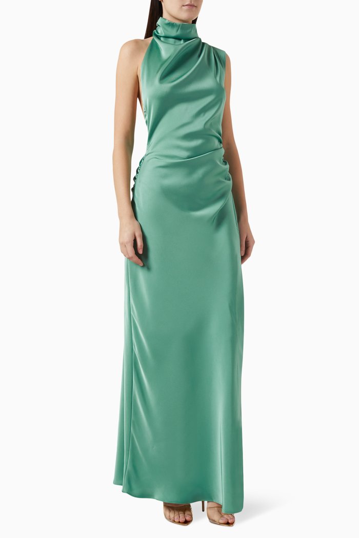 

Constantina Maxi Dress in Satin, Green