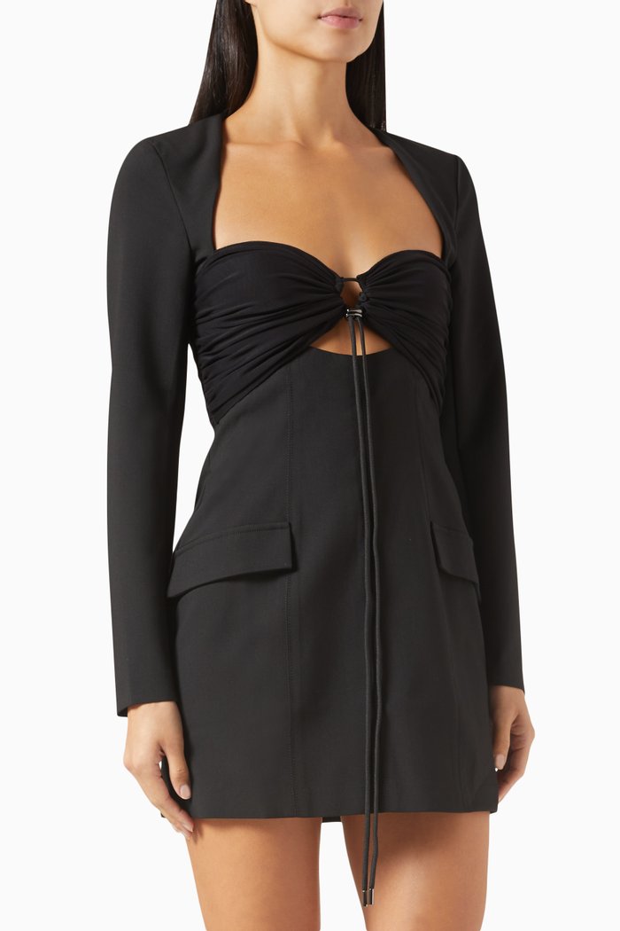 

Solange Mini Dress in Crepe, Black