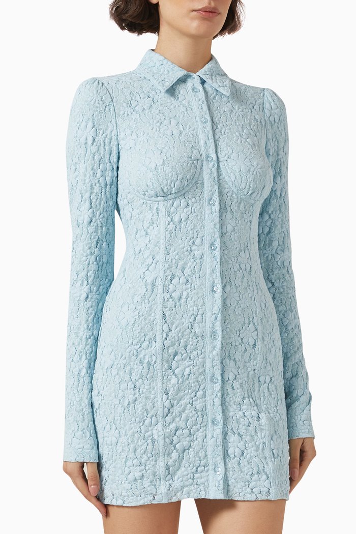 

Kacy Mini Dress in Lace, Blue