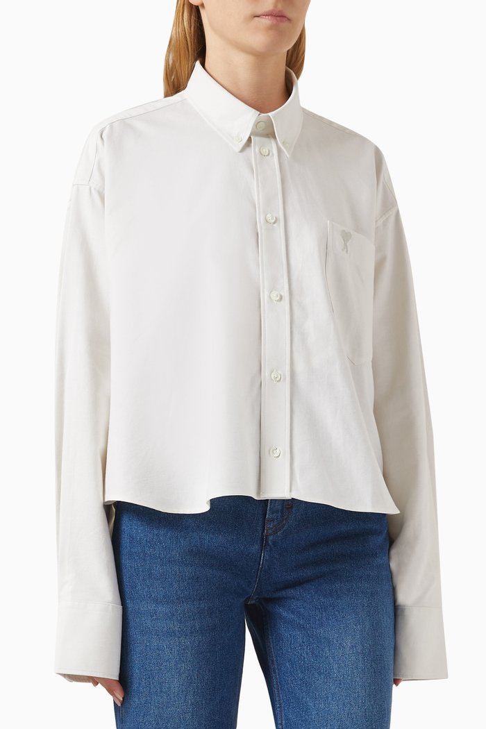 

Oversized Cropped Shirt in Cotton, Neutral