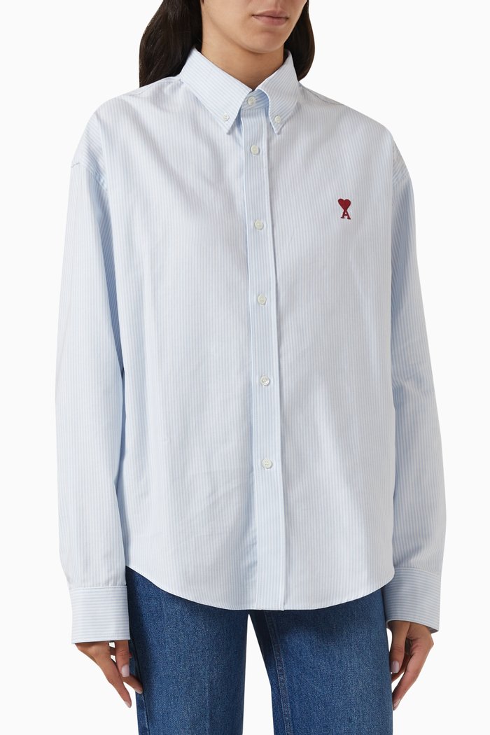 Logo Boxy-fit Shirt in Cotton, White