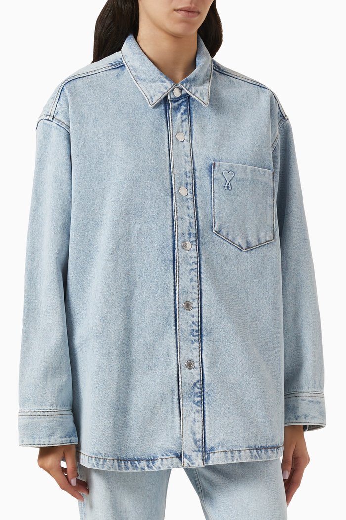 

Logo ADC Oversized Overshirt in Denim, Blue