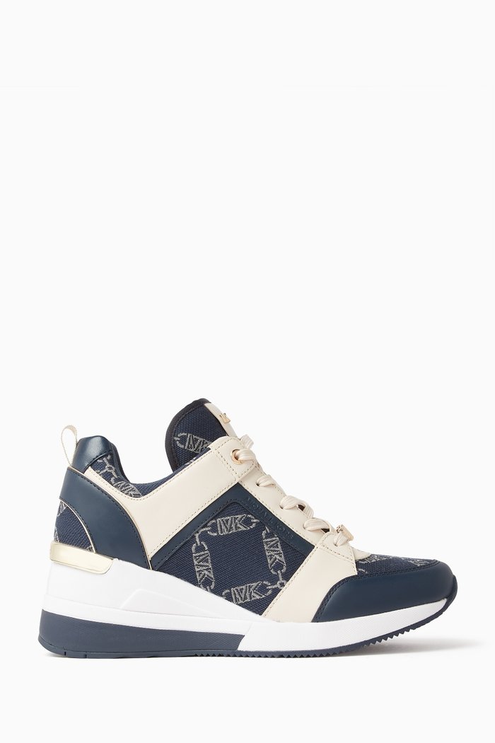 

Georgie Lace-up Sneakers in Empire Logo Jacquard, Blue