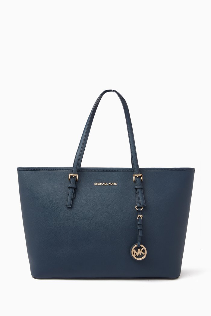 

Medium Jet Set Top-Zip Tote Bag in Saffiano Leather, Blue