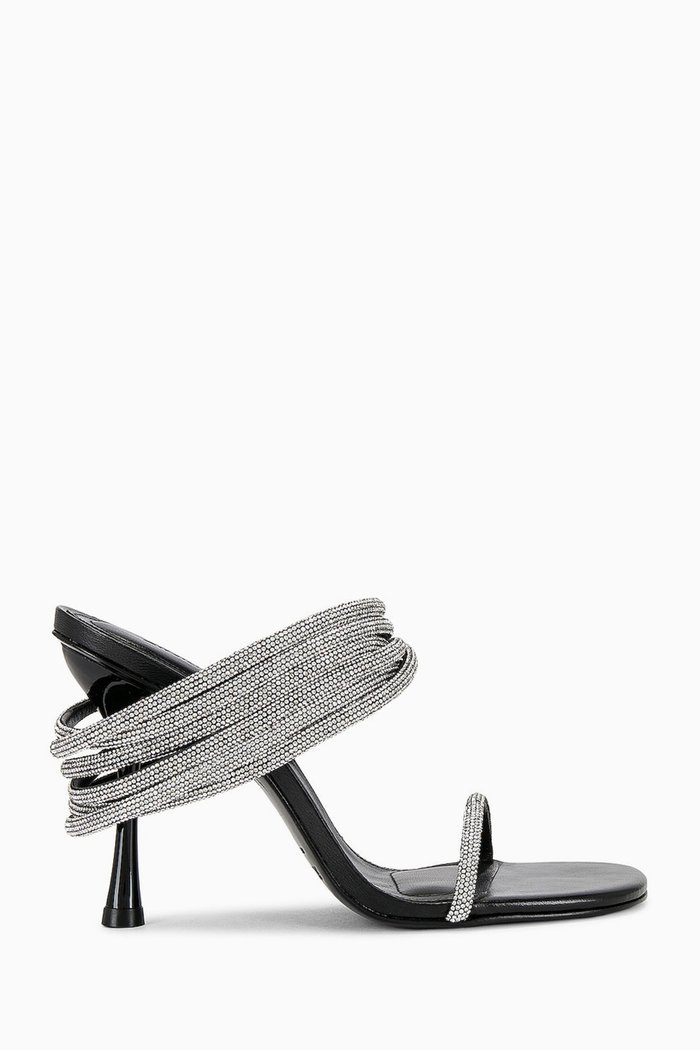 

Infinity 95 Crystal Mule Sandals in Leather, Black